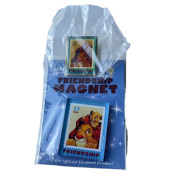 Accessories - USPS The Art Of Disney Simba And Mufasa Friendship Stamp Lapel Pin and Magnet
